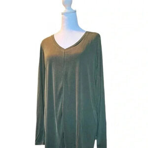Agnes & Dora Olive Green Hi-Li Long Sleeve Curve Rib Top Fall Color